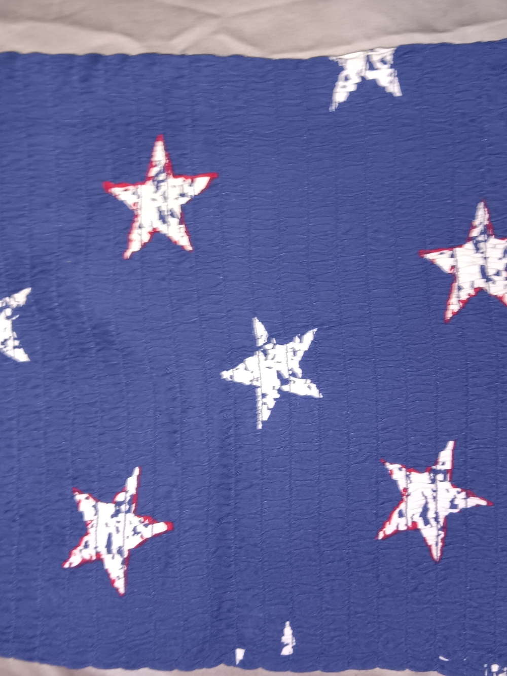 Navy Star Print Stretch Smocked Crop Top
